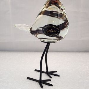 Mouth Blown Glass Bird Made By Hand Purple Swirl
